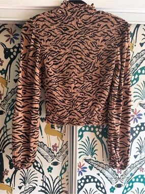 wild fable Black Tiger Stripe Smocked Long-Sleeve Top - Tan